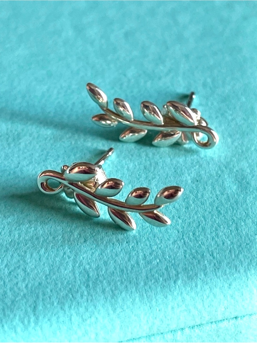 Tiffany Silver Olive Leaf Ear Climbers - Women's Silver Leaf Earrings